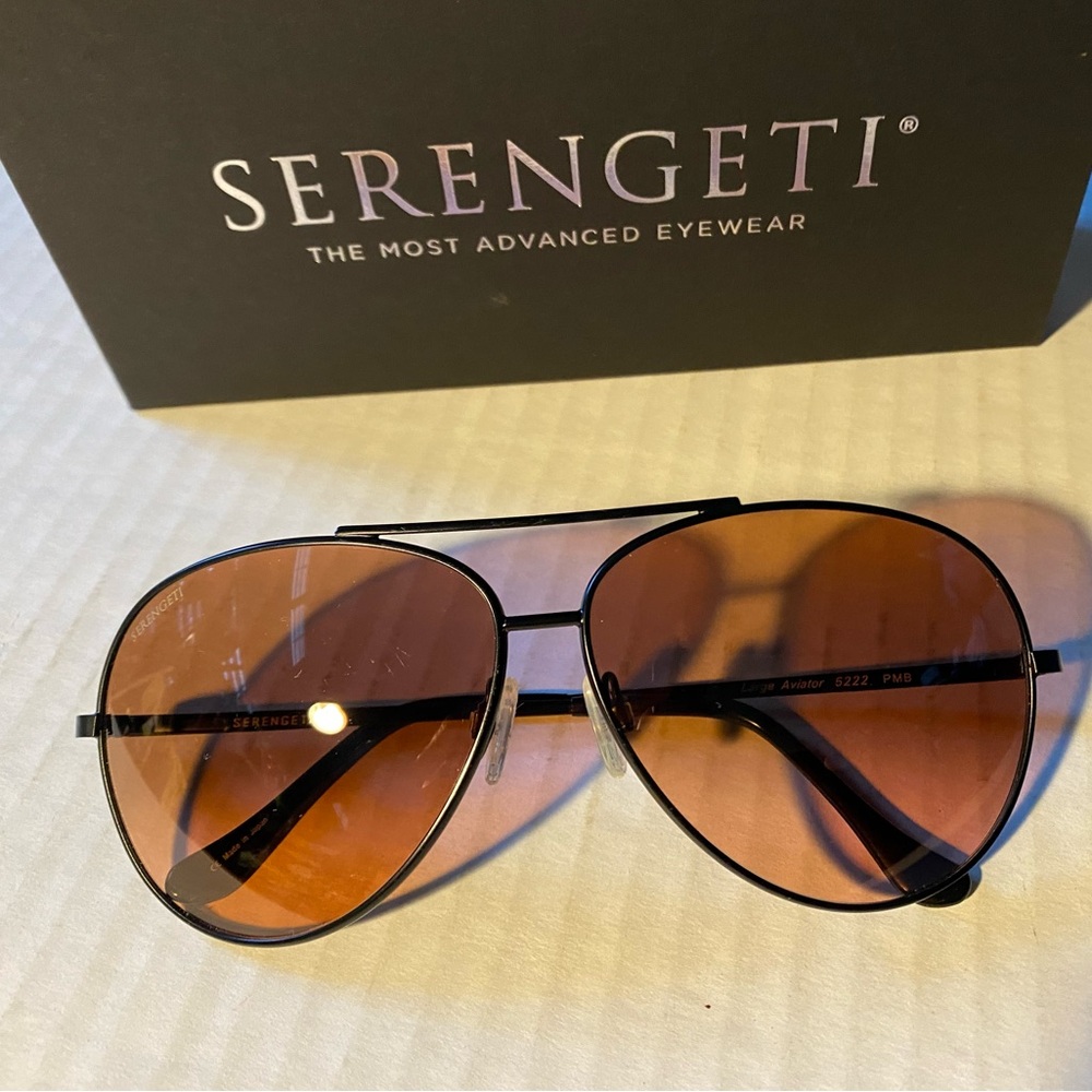 VTG SERENGETI Large Aviator 5222 PMB Rose Crystal Tone Sunglasses - Picture 3 of 16